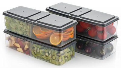 RILION airtight Big Container Set for Kitchen - 4 Piece Food Storage two section Containers with Lids - BPA Free, Leak-Proof, Stackable - Ideal - 1700ml gray