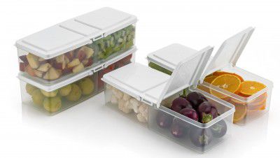 RILION airtight Big Container Set for Kitchen - 4 Piece Food Storage two section Containers with Lids - BPA Free, Leak-Proo