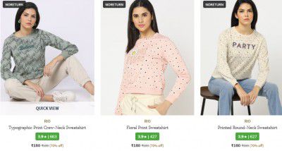 RIO Women's Sweatshirt Starting @ ₹180/-