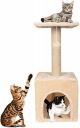 RioAndMe Cat Activity Tree and Scratching Post, Carpeted Natural Sisal Tower with Platform and Hanging Ball Cat Furniture | Made for Kitten and Small Cat (Height 72.6 cm ; Beige)...