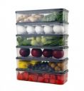 RIOMAX Fridge Storage Boxes Fridge Organizer with Removable Lid Stackable Fridge Storage Freezer Storage Containers for Fish, Meat, Vegetables, Fruits (1200ML, Pack of 6)...
