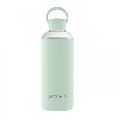 Rioware Aquashot Borosilicate Glass Water Bottle with Silicon Sleeve (750Ml)