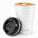 Rioware® Vacuum Insulated Travel Coffee Mug with Lid Silicone Seal Keeps Cold for 14 Hours and hot for 8 Hours Hustle-Free Lock System - Stainless Steel 350ml SipPod (White)...