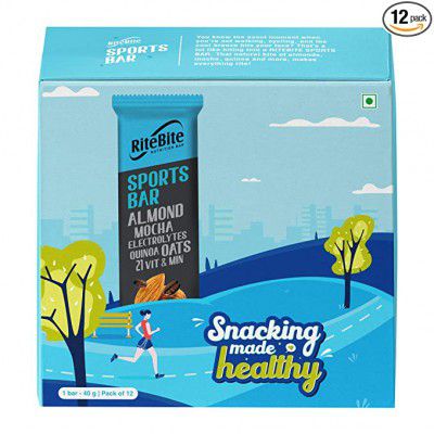 RiteBite Max Protein Sports Energy Bar with Electrolytes & Fibre 480g - Pack of 12