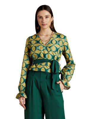 RIVER by Narendra Kumar Premium Designer Women's Geometric Print Top