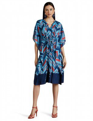 RIVER by Narendra Kumar Premium Designer Women's Geos Print Kaftan Kurta Kurti