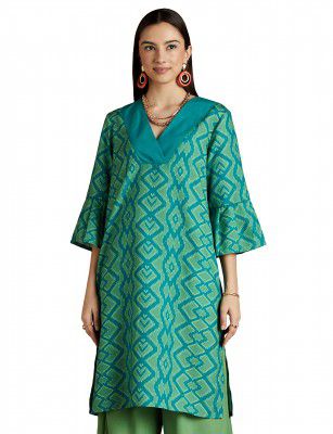 RIVER by Narendra Kumar Premium Designer Women's Geos Print Kurta Kurti