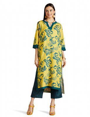 RIVER by Narendra Kumar Premium Designer Women's Paisley Print Kurta Kurti