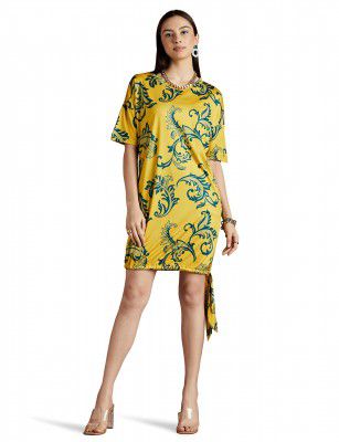 RIVER by Narendra Kumar Premium Designer Women's Paisley Print T-Shirt Dress