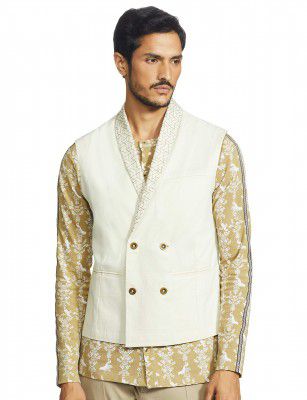 RIVER Mens Shawl Collar Slim fit Blazer (DBS/PL04/JK059_Off White_M