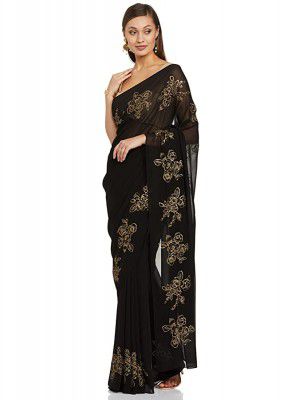 RIVER Womens Polyester Saree (RS2SVSR234B_Black)