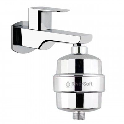 RIVERSOFT Diva PRO Shower and tap Filter for Hard Water with 15 Stage | Water Softener for Bathroom | Hard Water Filter (Chrome, Pack of 1)
