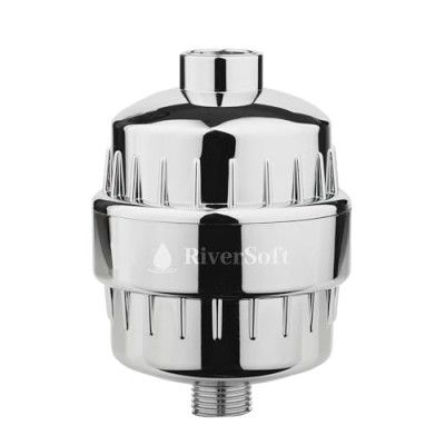 RIVERSOFT SF-15 PRO shower and tap filter for hard water with 15 stage | Hard Water Filter (Chrome, Pack of 1)