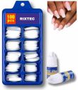 RIXTEC Professional 100-Piece Artificial Nails Set - 100 White nail with 1 Nail Glue Combo - Nail Salon Quality...