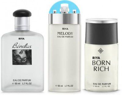 RIYA Bindas & Melody Sea Green & Born Rich Eau De Perfume Pack Of 3 50 ML Each Eau de Parfum - 150 ml  (For Men & Women)