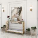 RIZIK STORE™ Iron Metal with Engineered Wooden top Console Table (White Gold)...