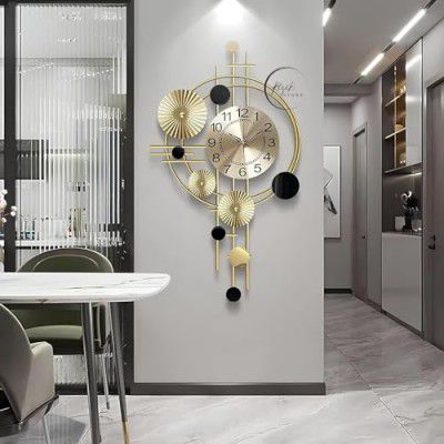 Rizik Store Metal Wall Hanging Floral Handmade Wall Clock Multicolor Ticking Sound