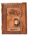 RJKART Leather A5 Embossed Aunty Happy Birthday Handmade Paper Diary with Lock for Men Women...