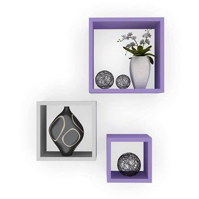 RjKart Nesting Square Shelf Set of 3 Shelves | Purple & White