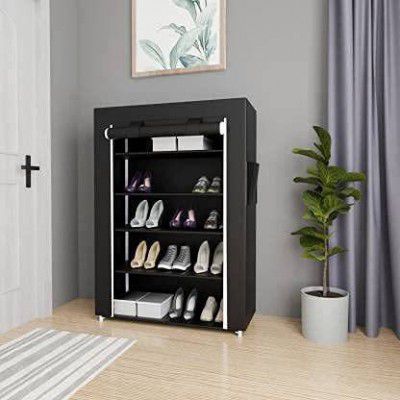 RKE Metal, Plastic Shoe Rack  (Black, 5 Shelves, DIY(Do-It-Yourself))