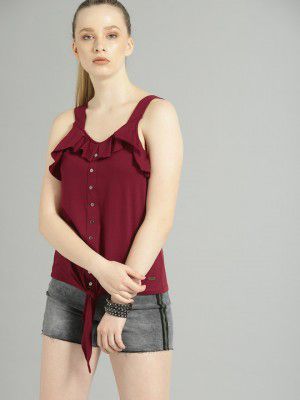 Roadster Burgundy Top With Front Tie-Up Detail