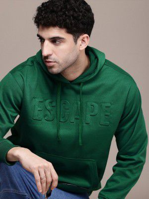 Roadster The Life Co. Embossed Effect Typography Hooded Relaxed Fit Sweatshirt