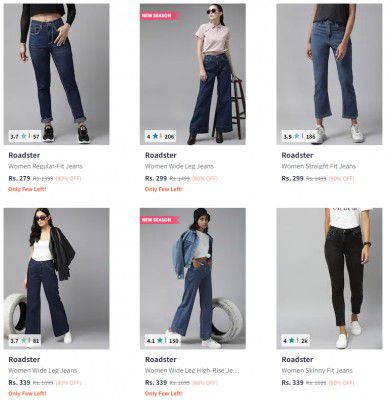 Roadster Jeans For Womens Upto 85% Off | Starts at ₹224
