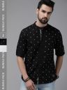 Roadster Men Black Geometric Printed Pure Cotton Casual Shirt-Pack Of 2...