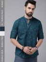 Roadster Men Blue Graphic Printed Pure Cotton Casual Shirt- Pack Of 2...
