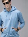 Roadster Men Blue Solid Hooded Pullover Sweatshirt...