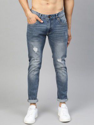Roadster Men Blue Tapered Fit Mid-Rise Mildly Distressed Stretchable Jeans