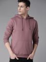 Roadster Men Mauve Solid Hooded Sweatshirt...