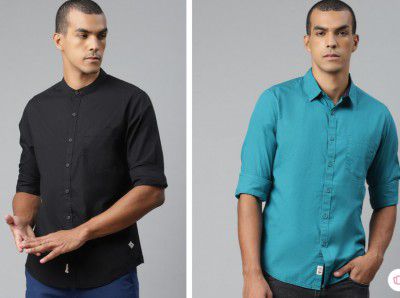 Roadster Men Pack of 2 Regular Fit Solid Casual Shirt