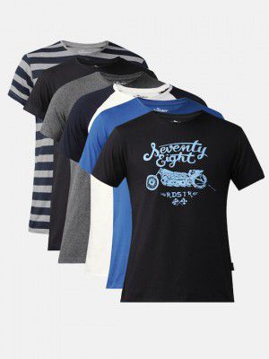 Roadster Men Pack of 6 Pure Cotton T-shirts