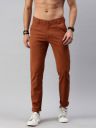 Roadster Men Regular Fit Brown Cotton Blend Trousers...