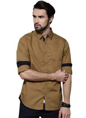 Roadster Men Solid Regular Fit Casual Spread Collar Shirt