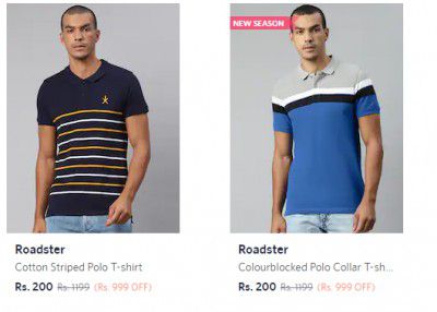 Roadster Men's Polo T-shirts @ ₹200