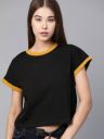 Roadster Solid Women Round Neck Black T-Shirt...