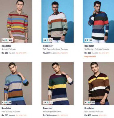 Roadster Men's Sweaters Starting At Rs 219