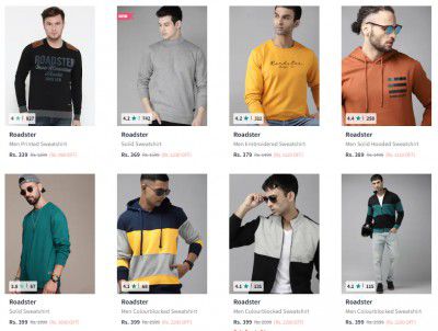 Roadster Sweatshirts For Mens |  Start at ₹224