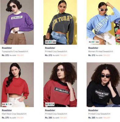 Roadster Sweatshirts Starts ₹270 | For Women's