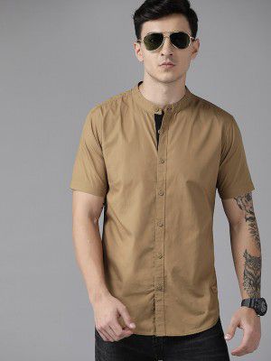 Roadster The Lifestyle Co. Mandarin Collar Pure Cotton Opaque Casual Shirt