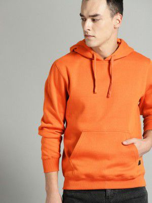 Roadster The Lifestyle Co Men Orange Solid Hooded Sweatshirt
