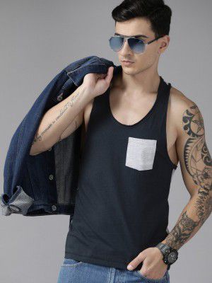 Roadster The Lifestyle Co. Pure Cotton Pocket Detail Sleeveless T-shirt
