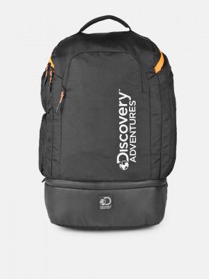 Roadster Unisex Black Cargo Typography Laptop Backpack with Shoe Pocket