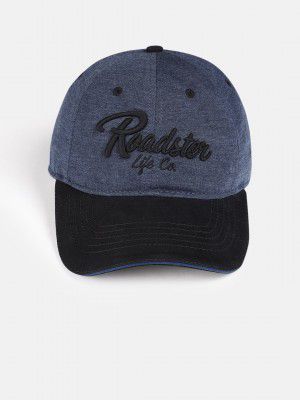 Roadster Unisex Black & Navy Blue Colourblocked Baseball Cap