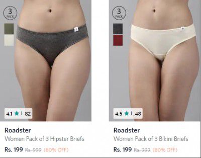 Roadster Women Briefs Pack of 3 Starting @ Rs 149