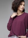 Roadster Women Burgundy Dolman Sleeves Sweatshirt...