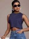 Roadster  Women Solid Round Neck Pure Cotton Blue T-Shirt...