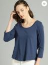 Roadster  Women Solid Round Neck Pure Cotton Dark Blue T-Shirt...